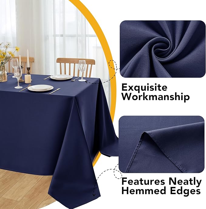 10-Pack Navy Blue Tablecloths for Rectangle Tables, 60 x 84 Inches, Stain-Resistant Polyester Fabric for 4 Foot Tables - Washable Table Covers for Weddings, Banquets, Birthday Parties, Events