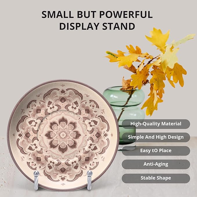 3 Pack 6inch Picture Stands for Display, Silver Metal Plate Stands for Display - Decorative Plate Stand, Plate Holder Display Stand, Picture Frame Stand - Plate Display Stands for Picture Stand
