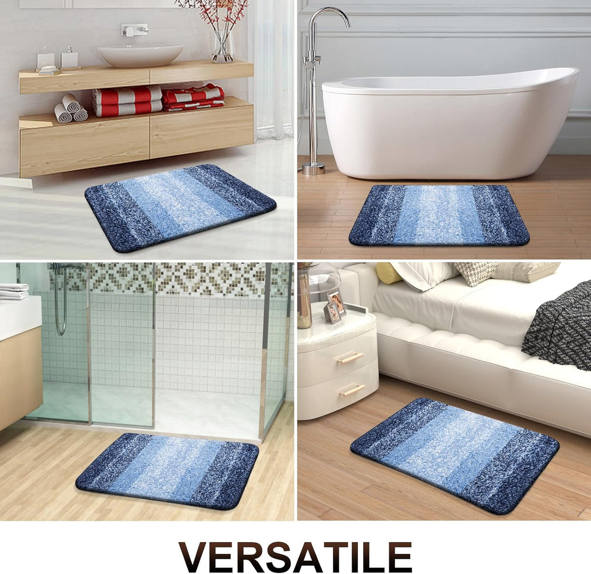 OLANLY Bathroom Runner Rugs 44x24, Extra Soft Absorbent Microfiber Bath Rugs, Rubber Backing, Quick Dry, Machine Washable Bath Mats for Bathroom Floor, Tub and Shower, Home Decor Accessories, Navy