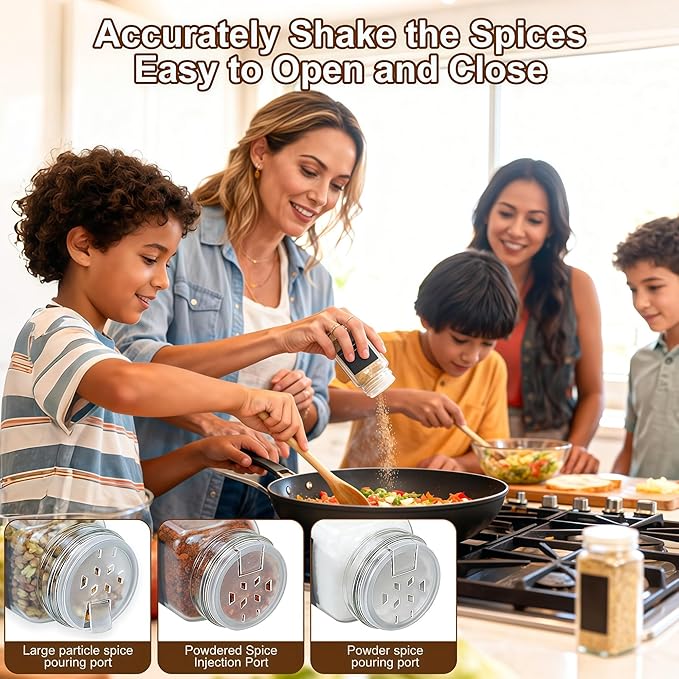 Glass Spice Jars with Label, 24Pcs Spice Jars with Shaker Lids-4 oz Gold Spice Seasoning Jars Bottles Containers Set for Spice Rack (24)
