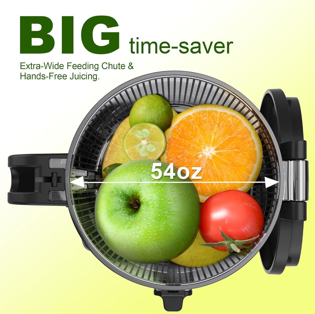 Juicer Machine,5.3" Wide Chute Cold Press Juicer,PCTG BPA-Free, 54oz Large Capacity,Stainless Steel Slow Masticating Juicer for Whole Fruits & Vegetables, Easy to Clean,High Juice Yield,Gray