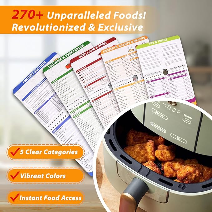 Air Fryer Cheat Sheet Magnets Cooking Guide Booklet, Air Fryer Cooking Guide Magnetic, Air Fryer Accessories
