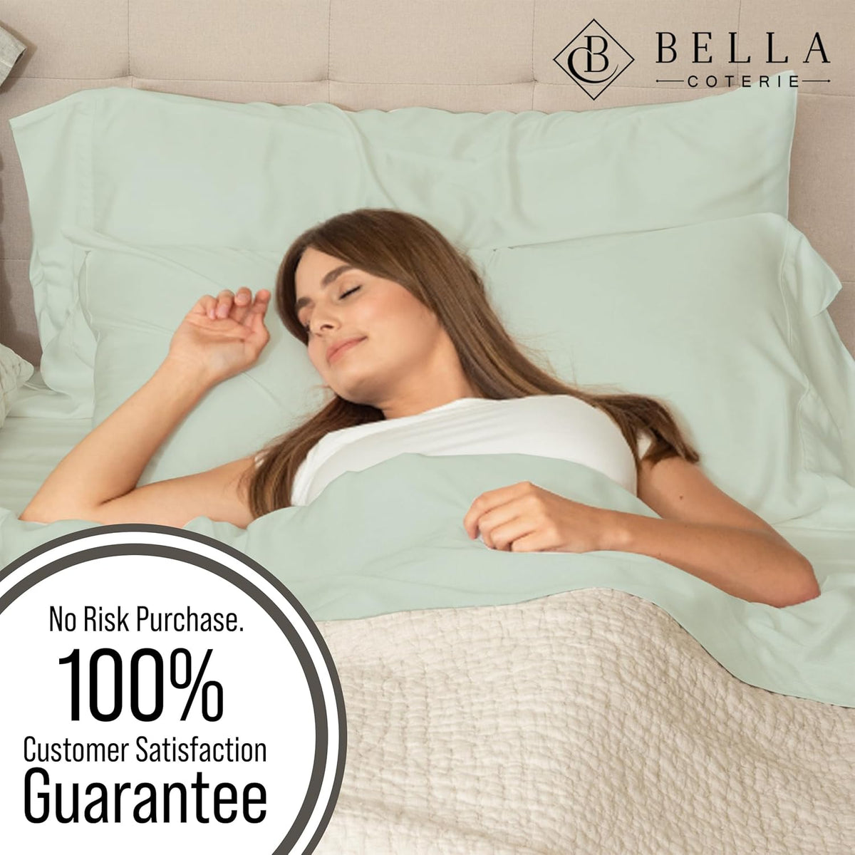 Bella Coterie Luxury Bamboo Viscose Split King Size Sheet Set | 100% Organically Grown | Ultra Soft | Cooling for Hot Sleepers | 18" Deep Pocket [Sea Glass]