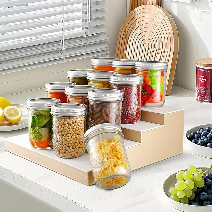 Miuyhji Mason Jars 16 oz with Lids, 9 Pcs Wide Mouth Glass Canning Jars with Airtight Lids and Bands, Overnight Oats Containers for Pickling, Freezing, Preserving, Meal Prep, Jar Décor