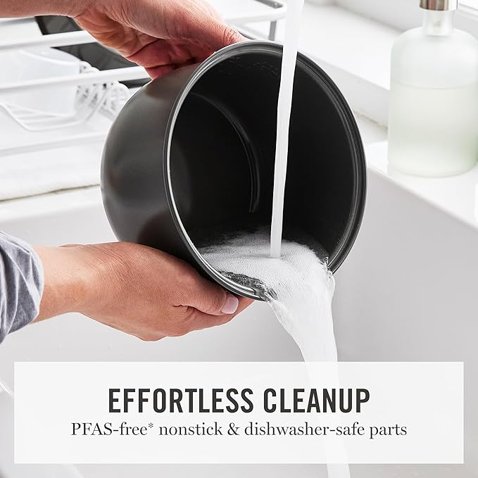 Martha Stewart Rice Cooker, 4 Cup (Uncooked) / 8 Cup (Cooked), Ceramic Non-Stick Removable Pot, Keep Warm, Measure Markings, Steam Basket, Brown & Sushi Rice, Quick Cook, Quinoa, Grains, Oats, Linen White