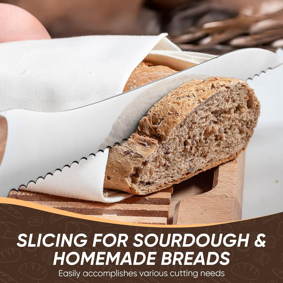 Purple Dragon Bread Knife, 9 Inch Serrated Knife for Homemade Bread Sourdough Cakes, Perfect Kitchen Baking Supplies for Effortless Cutting & Slicing, Gifts