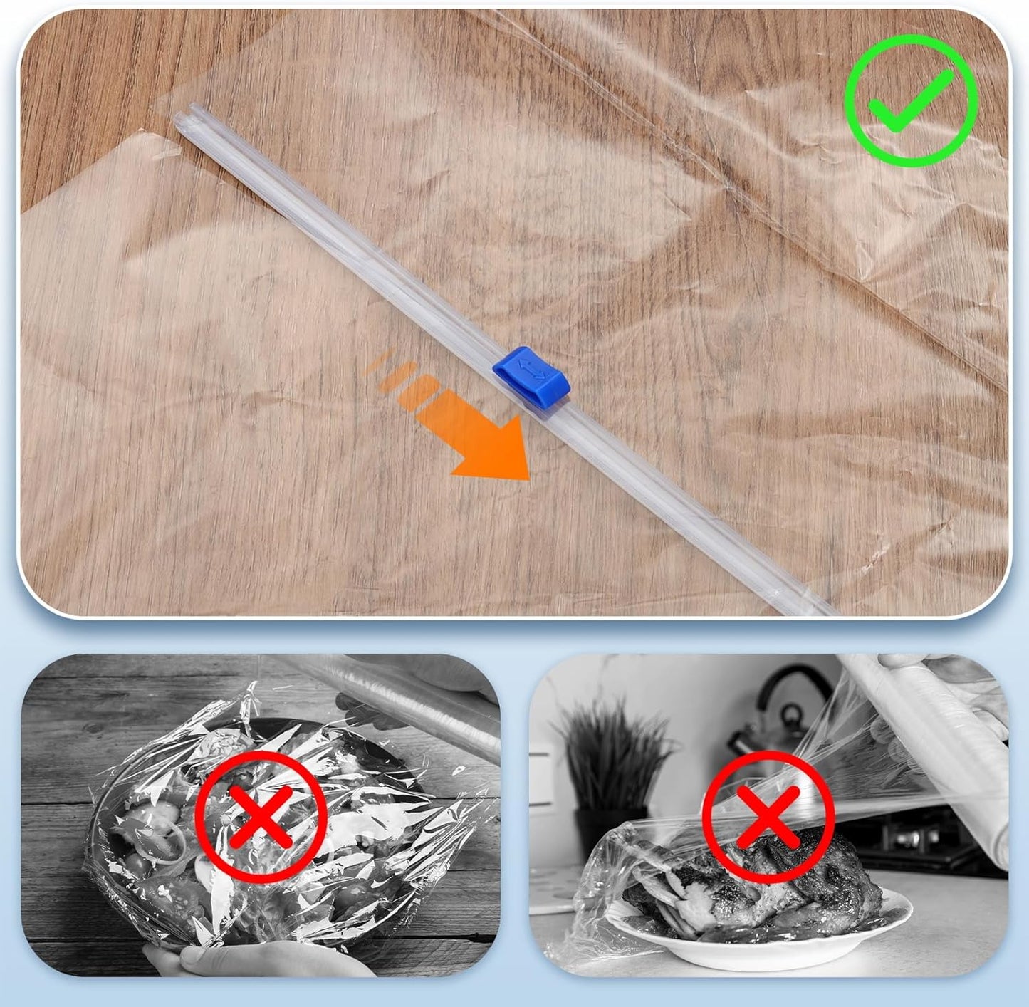 PATIKIL 12pcs Plastic Wrap Cutter, 19in Plastic Wrap Slide Cutter Self Adhesive Installation Replacement for Aluminum Foil Wax Paper Parchment Paper Wrap Dispenser, Blue