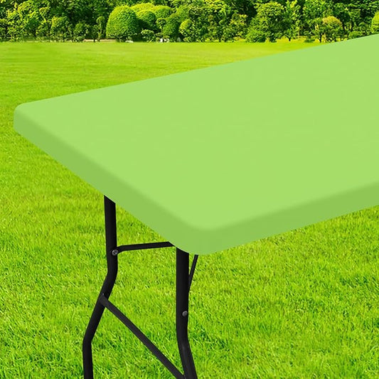 homing Rectangle Table Cloth Cover, Waterproof Polyester Elastic Fitted Tablecloth, Fits for 4 Foot Folding Tables, Washable Table Protector for Picnic, Camping, Outdoor (Lime Green, 24" x 48")