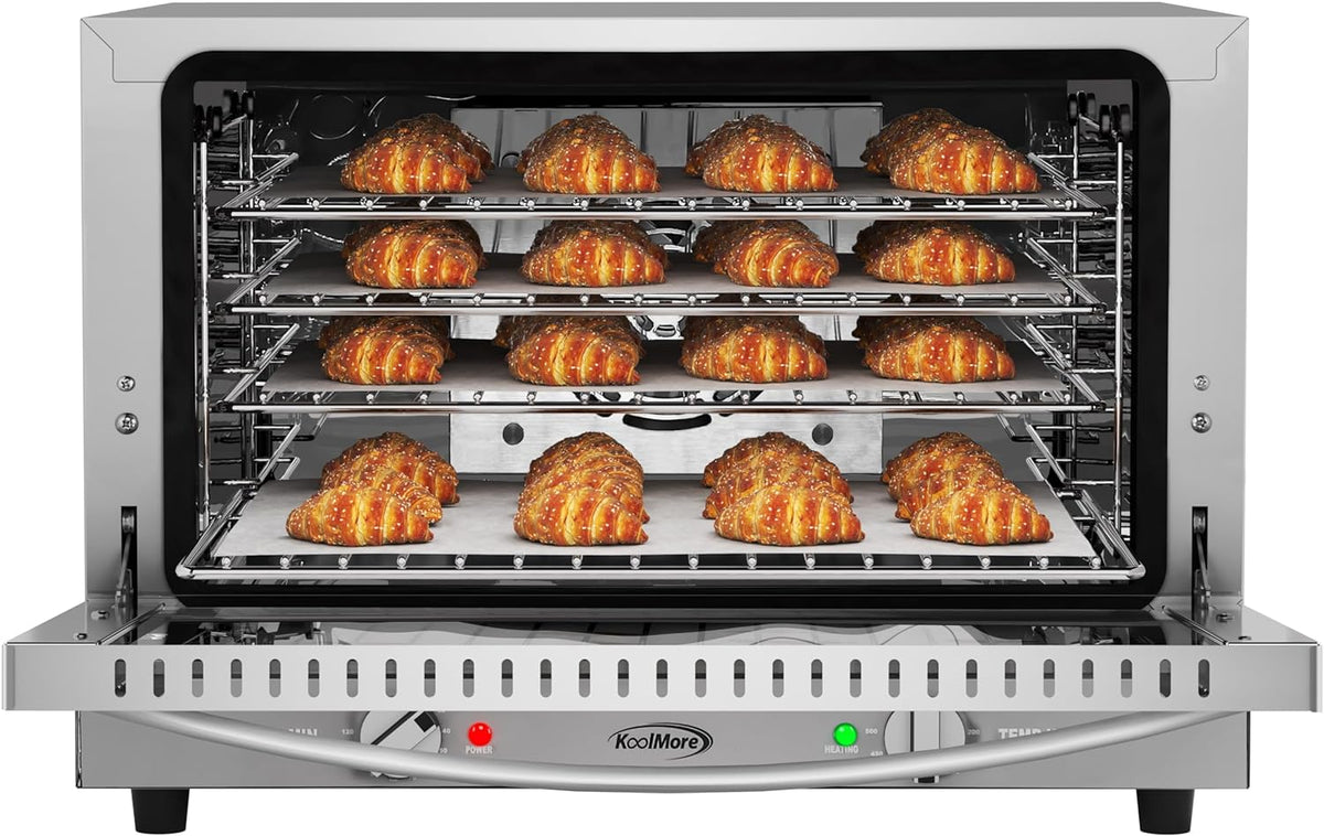 KoolMore 23 in. Commercial Countertop Convection Oven for Half-Size Pans with 4 Racks 1600W of Power in Stainless-Steel, ETL Listed for Safety and Sanitation (KM-CTCO-15)