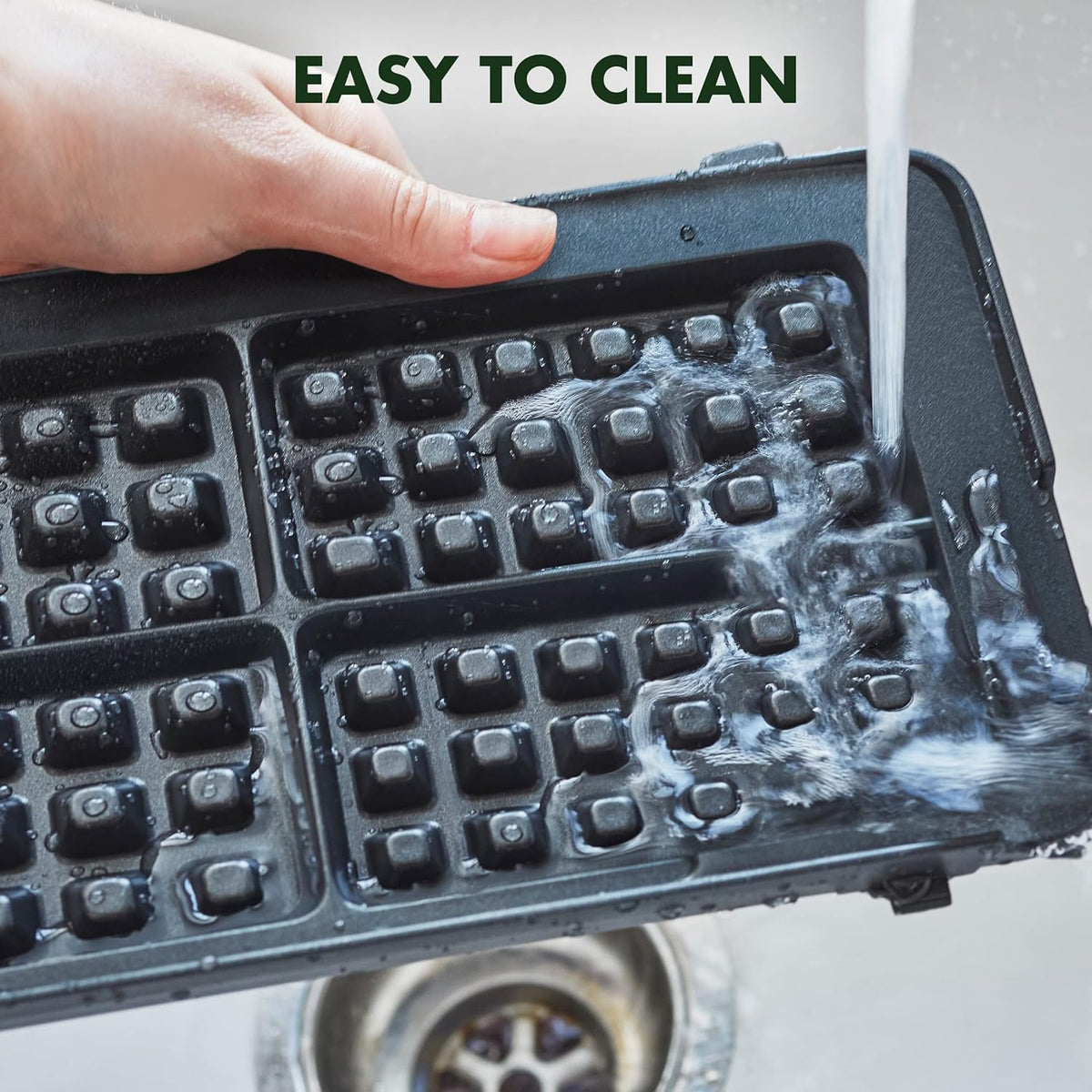 GreenPan Healthy Ceramic Nonstick Reversible Waffle Plates for 6-in-1 Contact Grill and Griddle, Dishwasher Safe, PFAS-Free