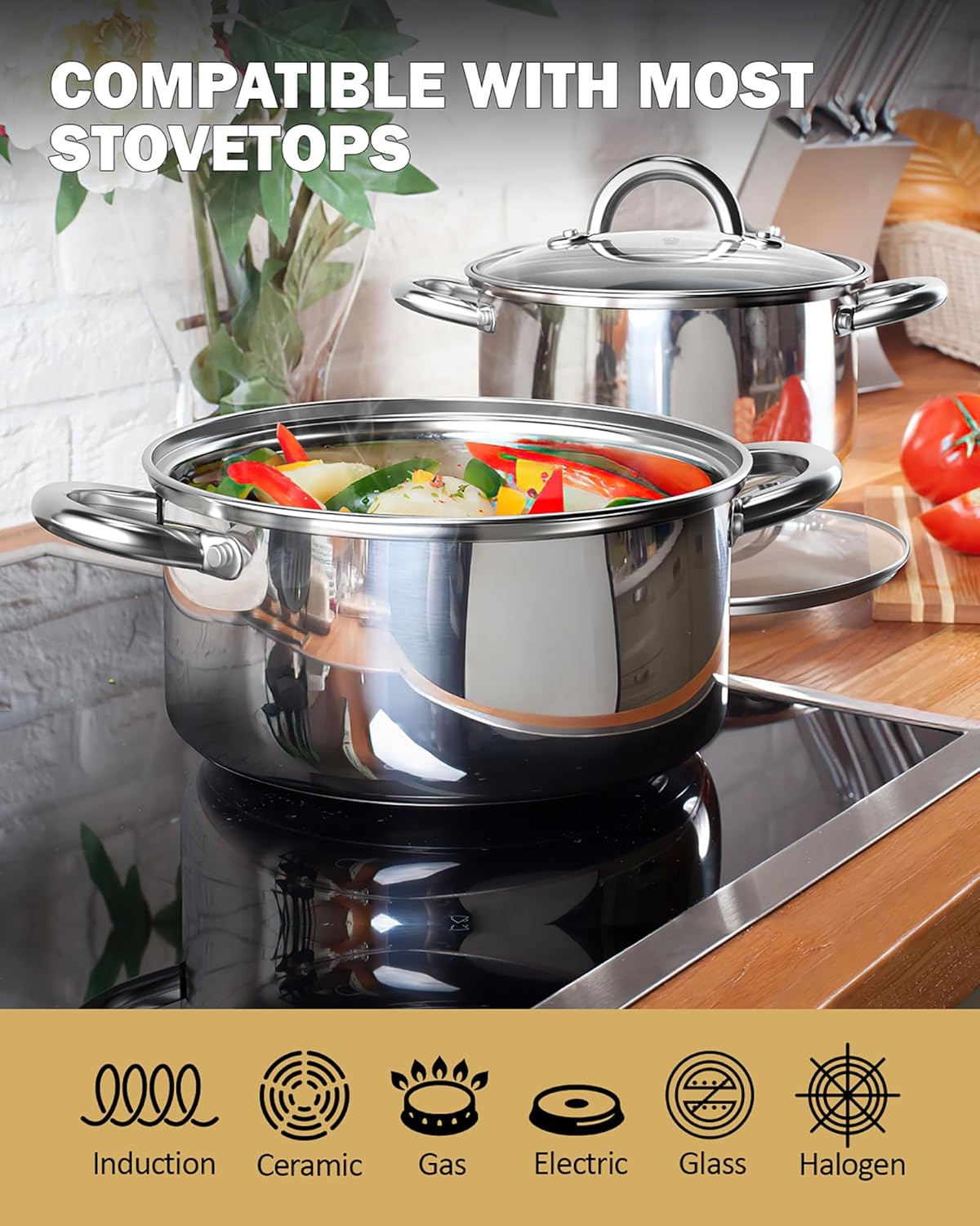 Cook N Home 16 Quart Stockpot with Lid, Stainless Steel
