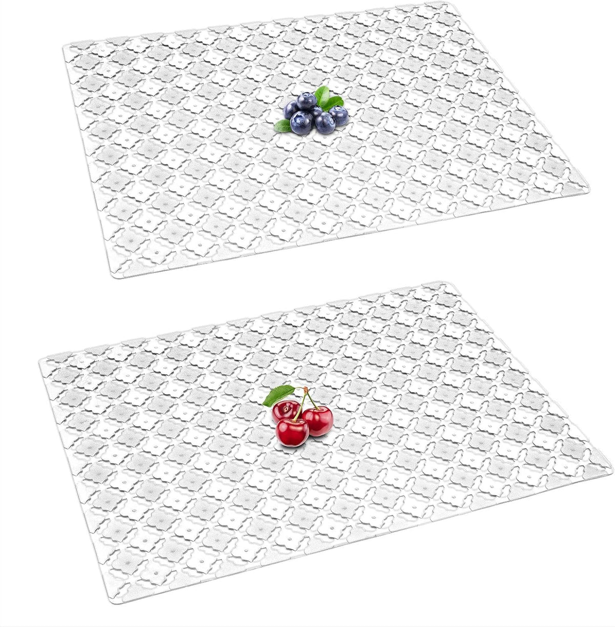 Qulable 2Pack Kitchen Sink Mat for Stainless Steel/Ceramic Sinks, PVC Eco-friendly Protectors for Bottom of Kitchen Sink, Adjustable, Fast Draining, Dots Design, 11.8x15.7 (Translucent)