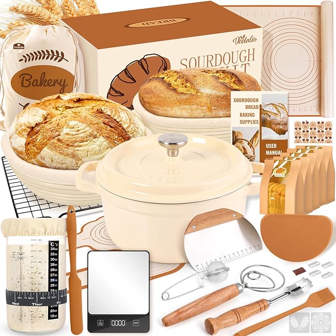 Sourdough Starter Kit with Dutch Oven, Sourdough Bread Baking Supplies, Sour Dough Starter Kits, Sourdough Accessories, Sour Dough Tools Sourdough Tools Kit Dutch Oven for Sourdough Bread Baking