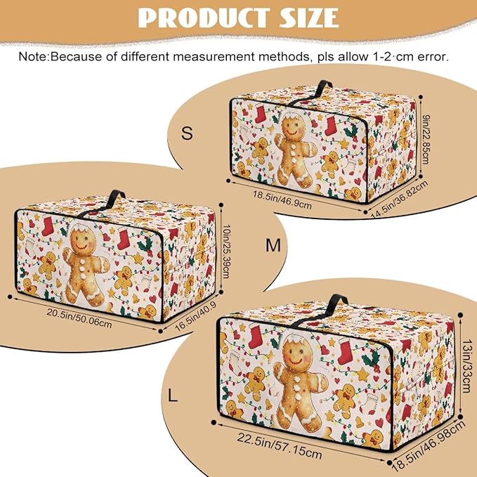 Countertop Convection Oven Cover Dust-Proof Toaster Oven Cover with Accessories Pockets, Countertop Convection Oven Protector, M, Gingerbread Man Christmas String Lights