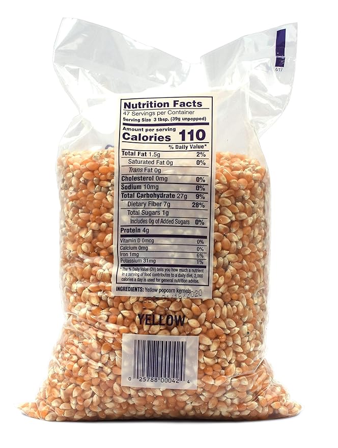 Snappy Yellow Popcorn Kernels for Popping with Popcorn Machine, Air Popper or Stove Top, 4 lb Bags, 6 Pack