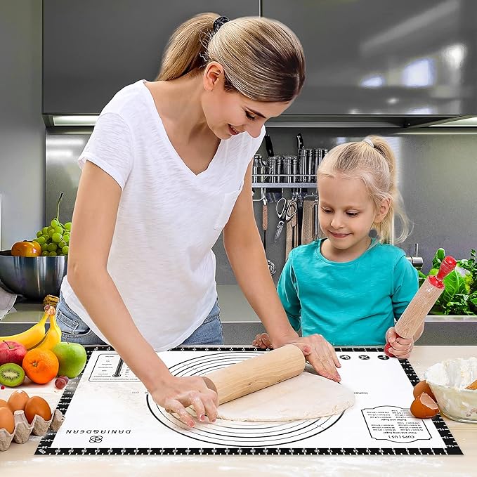 Silicone Baking Pastry Mat,36" x 24" Large Non Stick Sheet Mat with Measurement, Non-slip Food Grade Dough Rolling Mat for Making Cookies,Macarons,Bread