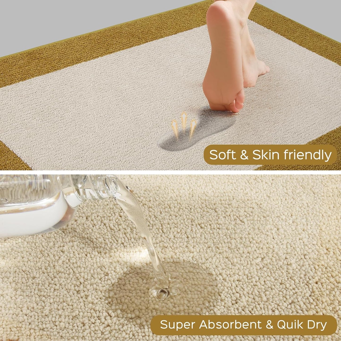 Machine Washable Runner Rugs Set of 2, (24" x 36"+ 24" x 60"), Non Slip Kitchen Mats for Floor, Absorbent Entryway Rug for Kitchen, Bedroom, Hallway, Bathroom, Door (Roll Packing)