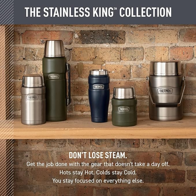 THERMOS Stainless King Vacuum-Insulated Stainless Steel Tumbler - 16oz, Midnight Blue - Insulated Coffee Tumbler for Hot & Cold Drinks - Leak-Proof & Sweat-Proof for Commuting & Traveling