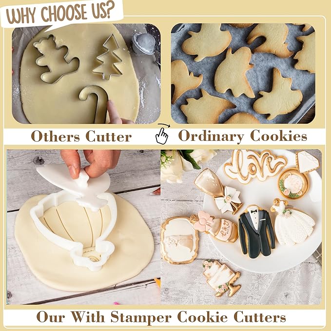 Wedding Cookie Cutters Cutter Molds Tuxedo 3.5" with Plunger Stamps Baking Dough Tools Cake Shapes PLA Accessories for Birdesmaid Decorative Party Kitchen Supplies