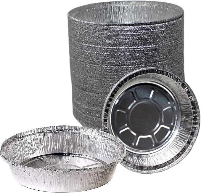 EcoQuality 6" Round Aluminum Foil Pans - Disposable Containers with Foldable Walls for Pie Baking, Cooking, Serving, Reheating, and Storing - Freezer and Oven Safe Tart Pan 250 Pack