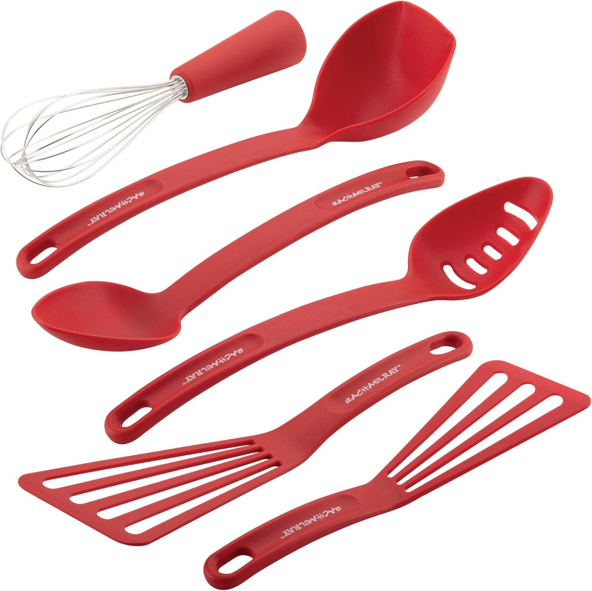 Rachael Ray 46408 Nylon Nonstick Set, Red, 6-Piece, Tools and Gadgets, One Size