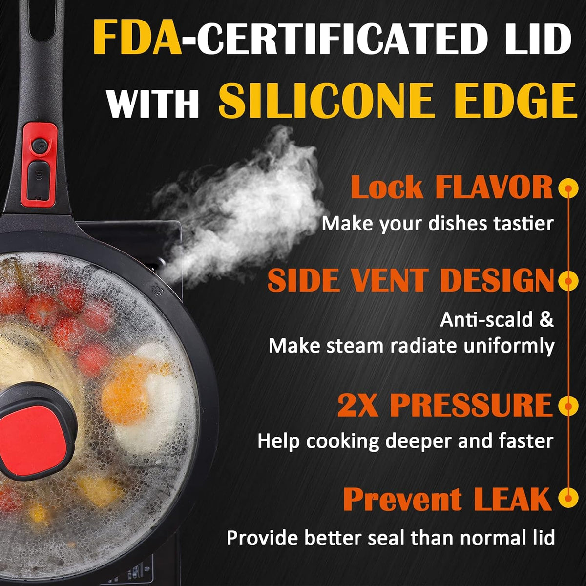 DIIG Nonstick Frying Pan Skillet with Silicone Lid, 11.5 Inch Oven Safe Chef Pan for Cooking Saute Omelet Sauce Pan Cast Aluminum Red Cookware with Detachable Handle, Induction All Stoves Compatible