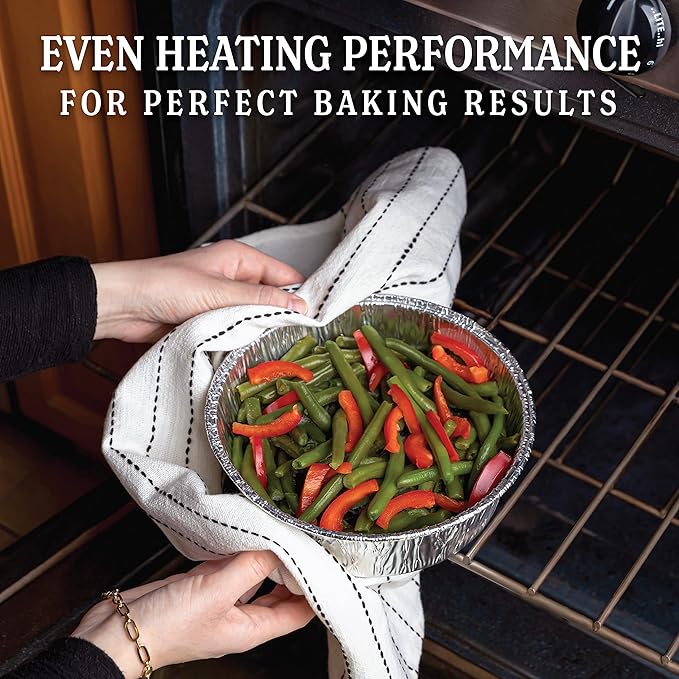 PLASTICPRO 8'' Inch Round Tin Foil Pans Disposable Aluminum, Deep Freezer & Oven Safe - For Baking, Cooking, Storage, Roasting, & Reheating, Pack of 50
