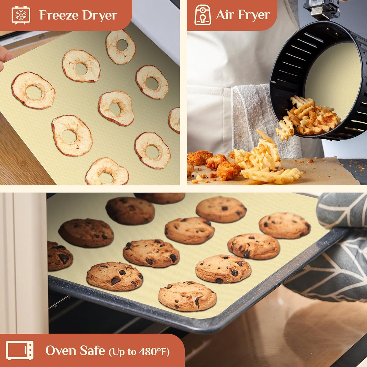 Silicone Baking Mat, 12 IN x 10 FT Free Cutting Baking Sheet,Non-Stick Reusable Dough & Pastry Mat,Non-Slip Silicone Mat Roll for Air Fryer Liner,Freeze Dryer,Oven Baking Pan,Kitchen Counter