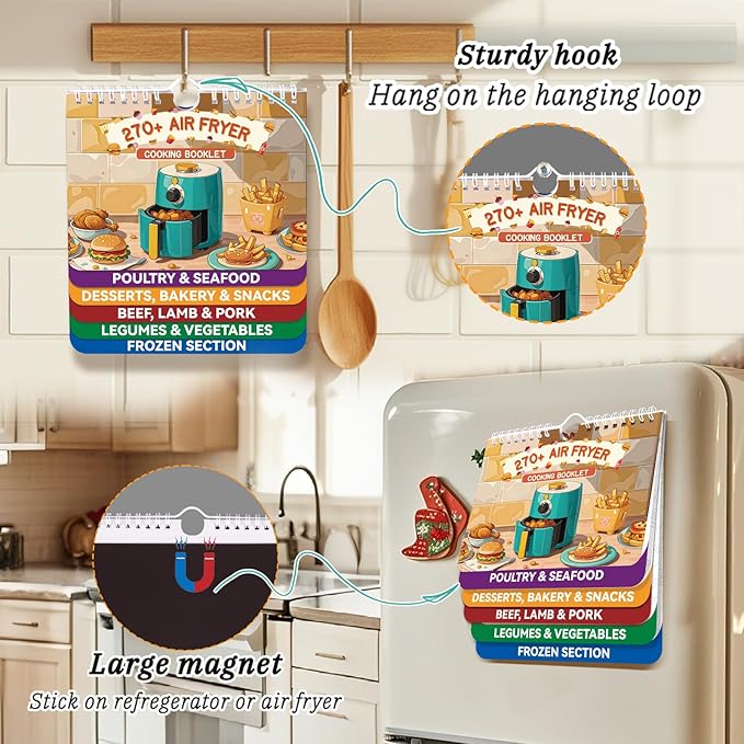 Air Fryer Cheat Sheet Magnets Cooking Guide Booklet, Air Fryer Cooking Guide Magnetic, Air Fryer Accessories