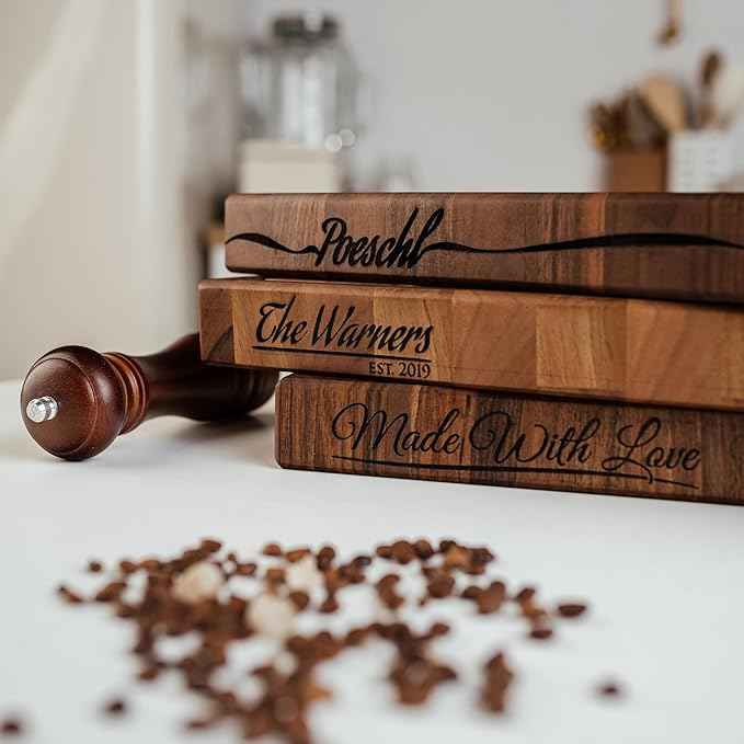 Handmade Personalized Walnut End Grain Cutting Board – Custom Engraved Wood Chopping Block, Perfect Gift for Home Chefs by GrainWoods (21x15x2 Inches)