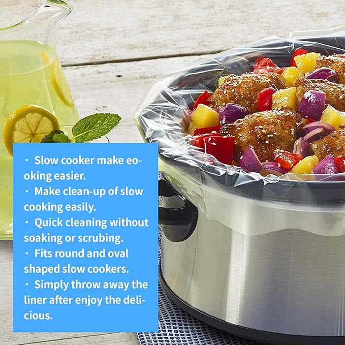 Slow Cooker Liners Small Size Pot Liners Disposable Cooking Bags Fit 1QT to 3QT Suitable for Slow Cooker and Oval & Round Pot (32)