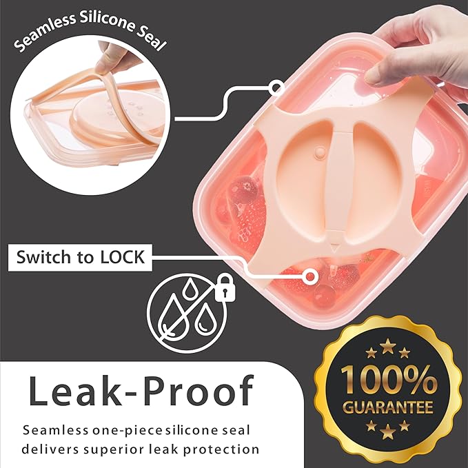 Bento Lunch Box Pack of 2– Leakproof Salad and Meal Prep 3 Cups 25.5oz Container Twistlock Lid Reusable Microwave and Dishwasher Safe BPA-Free For Work and On-the-Go