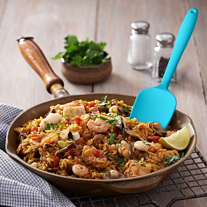 Silicone Spatula 3‑Piece Set Heat Resistant 600°F Non‑Stick Rubber Spatulas with Stainless Steel Core ALLWIN HOUSEWARE Large Spatula, Spoonula & Mini Spatula for Cooking & Baking, Multicolored
