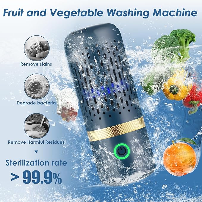 Cudinham Fruit and Vegetable Purifier Cleaner Washing Machine Upgraded Capsule Shape Disinfection OH-ion Purification Technology for Cleaning Veggie Grains Rice Meat Seafood, Blue Ocean
