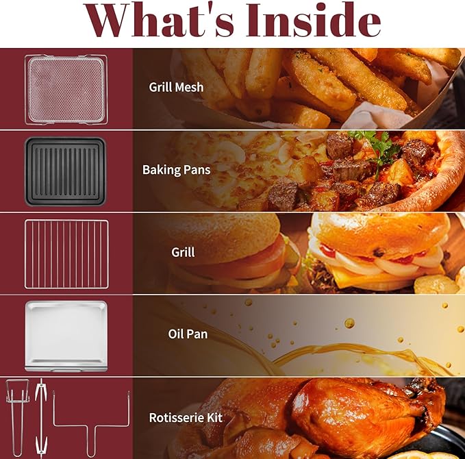 SEEDEEM 32QT Air Fryer Combo, 14-in-1 Extra Large Convection Oven with LED Touchscreen, Stainless Steel Countertop Oven for Family Cooking