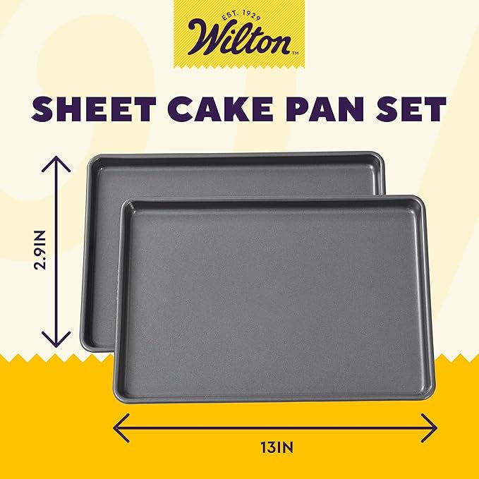 Wilton Easy Layers Sheet Cake Pan, Rectangle Sheet Pan, 2-Piece Baking Sheets Set, Steel