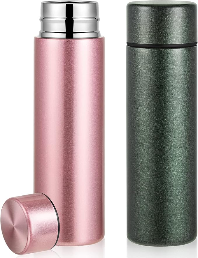 Irenare 5oz Mini Water Bottle Mini Insulated Stainless Steel Bottle Purse Water Bottle Cute Leak Proof Flask Keeps Drink Cold and Hot for Purse Women(Pink, Green,2 Pieces)