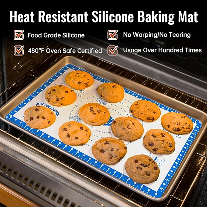 Baking Mats Silicone for Baking Sheet, Non Stick Pastry Mat for Dough Rolling, Silicone Macaron Baking Sheet for Cookie, Pizza, Surdough, Bread,Dough Rolling out