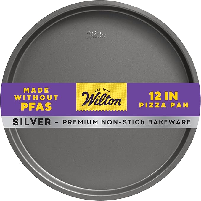 Wilton Silver Non Stick 12 in. Pizza Pan, Cold-Rolled Steel Bakeware, Made without PFAS