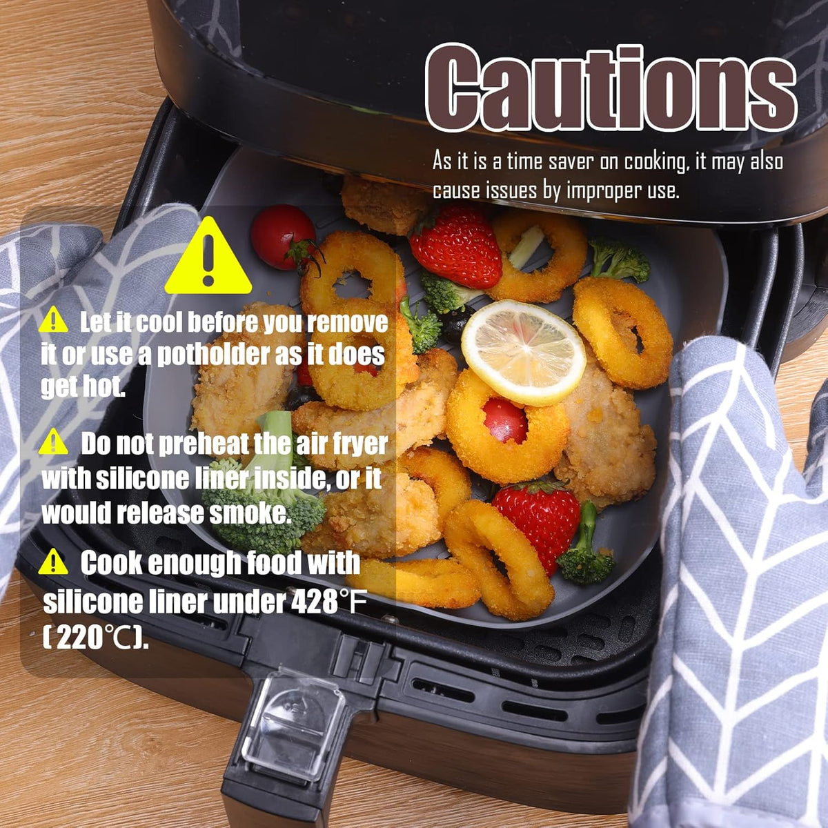 Silicone Liners Square for Air Fryer, 2 Pcs Non-stick Food-grade Reusable Basket Silicone Pot Baking Tray Airfryer Accessories, Top Size 10 inches, Bottom Size 9 inches