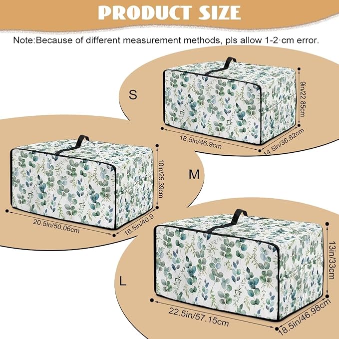 Countertop Convection Oven Cover Decorative and Protective Air Fryer Toaster Oven Dust Cover for Home Kitchen Indoor Decor, M, Eucalyptus Leaf Green White