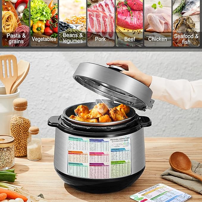 Instant Pot Cheat Sheet Magnet Set, Cook Times Chart, Pressure Cooker Accessories Cook Times, Instant Pot Cheat Sheet Quick Reference Guide Instapot Times Cookbook Magnets, White