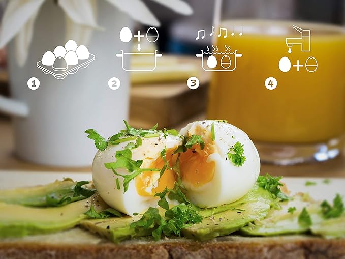BrainStream 70s BeepEgg - Retro-Inspired Egg Timer with Musical Alerts, Temperature-Based Boiling for Soft, Medium, Hard-Boiled Eggs - Nostalgic Kitchen Gadget for Easy Cooking, German Made