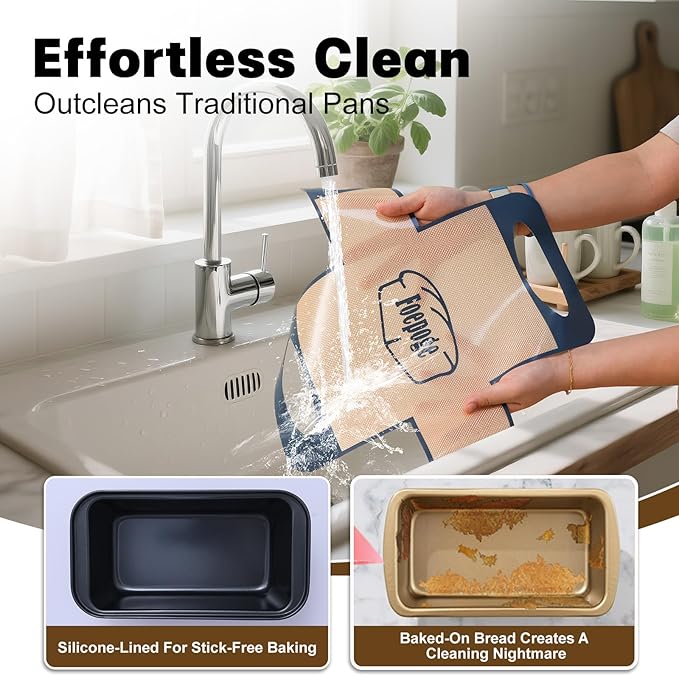 Loaf Pan with Liners Set: 2-Pack Nonstick 9 x 5 Inch Bread Pan and Loaf Liners for Homemade Oven Baking - Rectangular Baking Tray for Kitchen Home Baker Make Sourdough Banana Sandwich Bread