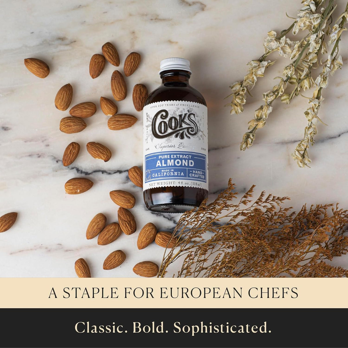 Cook’s, Pure Almond Extract for Baking, Cooking, and Mixology, Allergen Free Almond Flavoring Extract, 16 oz