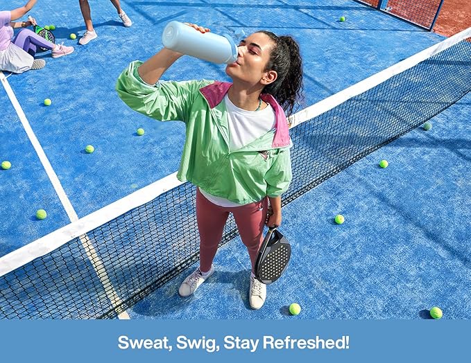 POWCAN 32 oz Insulated Water Bottle with 2-in-1 Straw and Spout Lid, Keep Cold 24H, Leak-Proof, BPA-Free, Double Wall Stainless Steel Water Bottle for Sports, Gym, Travel, and School (Sea Breeze)