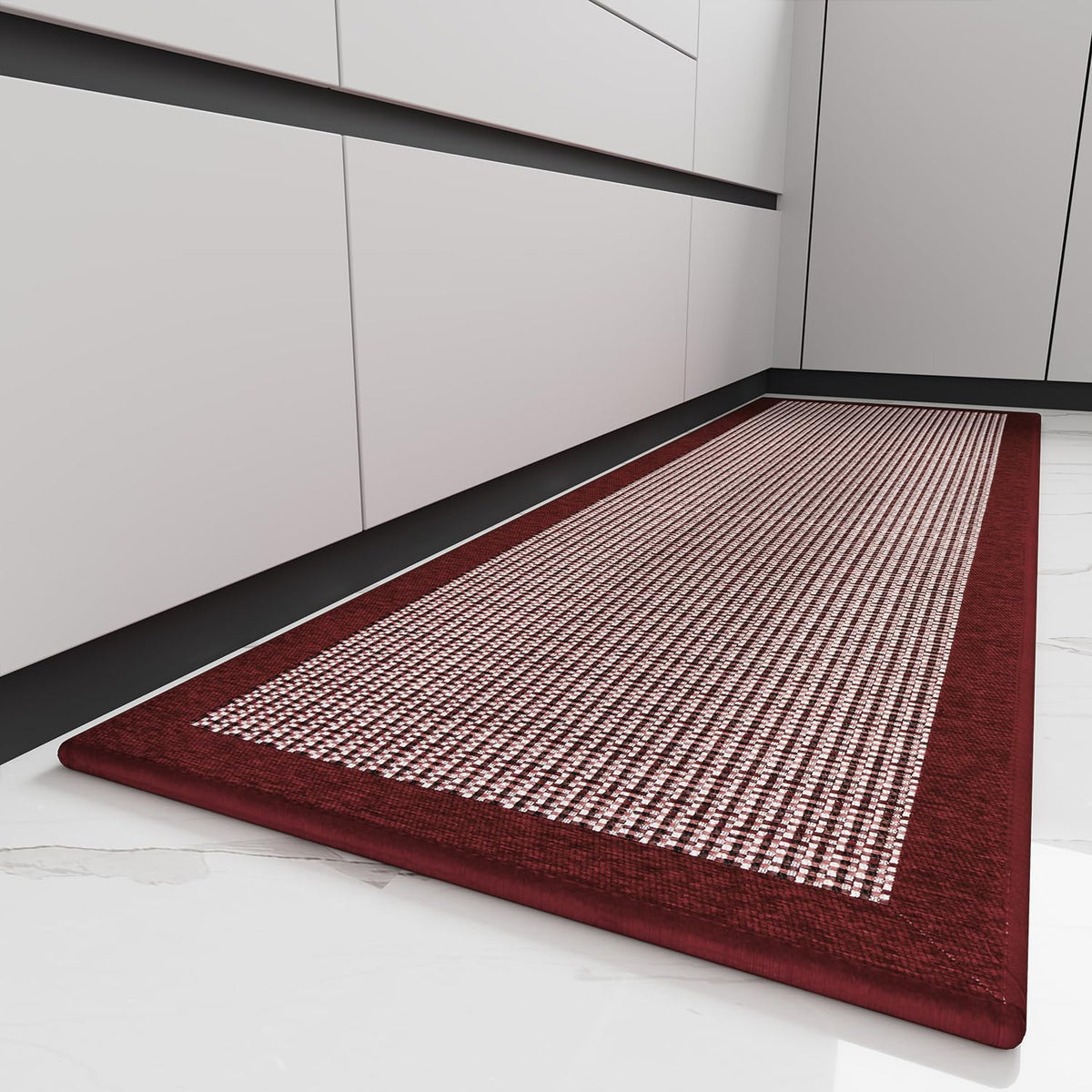 PADOOR Kitchen Mats for Floor, Non Slip Washable, Rubber Backed Christmas Runner Super Absorbent Long Xmas Floor Mat, 20'x70' Red