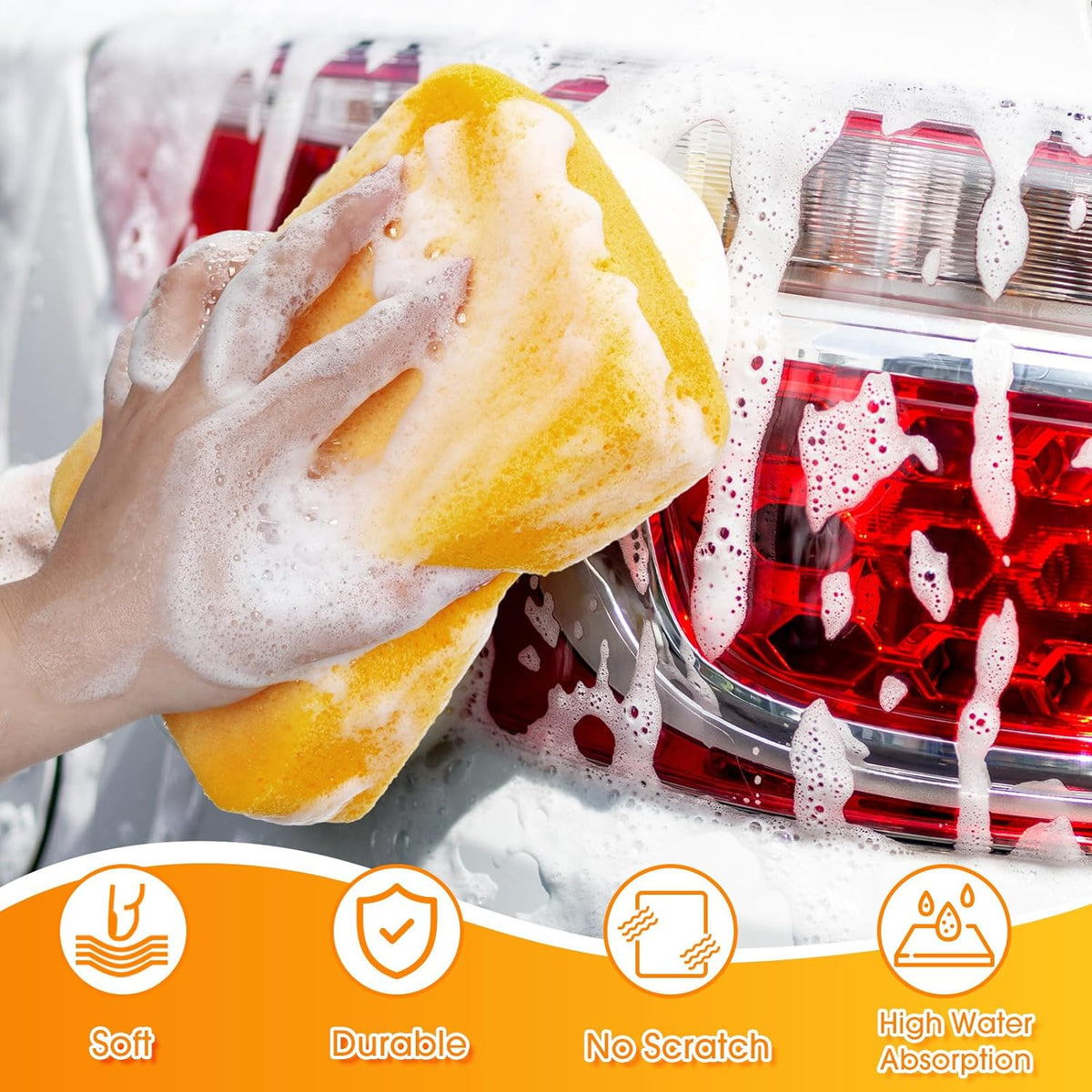 Tioncy 36 Pcs Large Sponges Bulk 7.5 x 5.5 x 1.9 Inch Grouting Car Wash Foam Cleaning and Washing Sponge Commercial Foam Large All Purpose for Cleaning Dishes Car Tile Bike (Yellow)