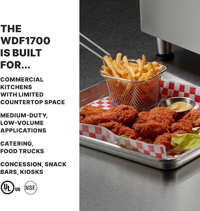 Waring Commercial 15lb Heavy-Duty Deep Fryer, for French Fries, Calamari and Dumplings, WDF1700