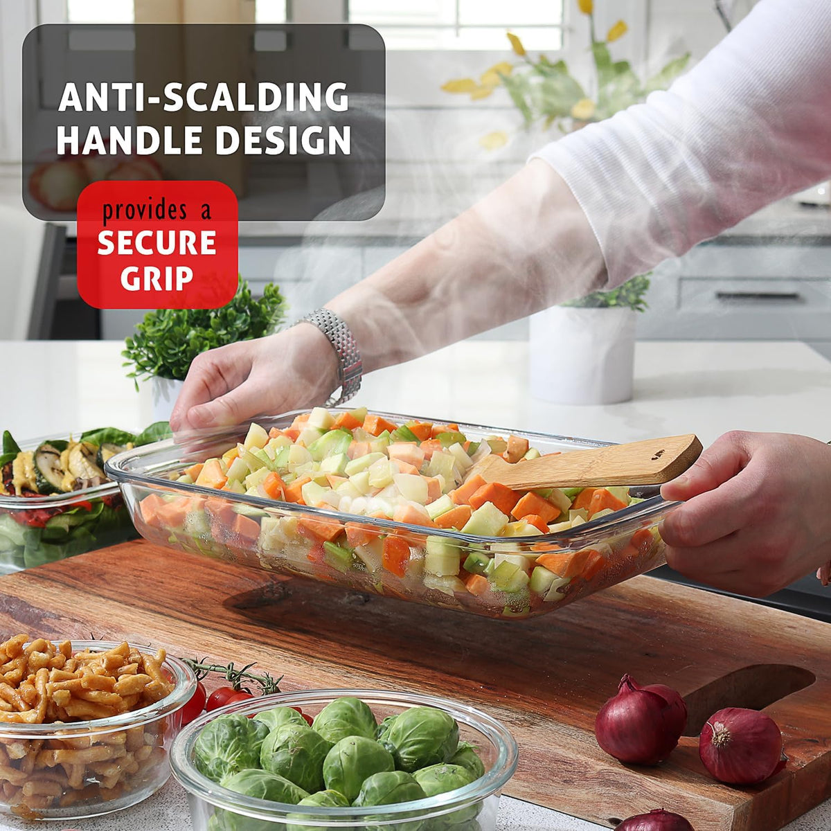 Nestl 8-Pack Glass Baking Dishes for Oven, Glass Food Storage Containers with Lids, Leakproof Casserole Dishes for Oven with Lid, Cooking, Microwave Oven Freezer Safe Bakeware, 9x13 Lasagna Pan Black